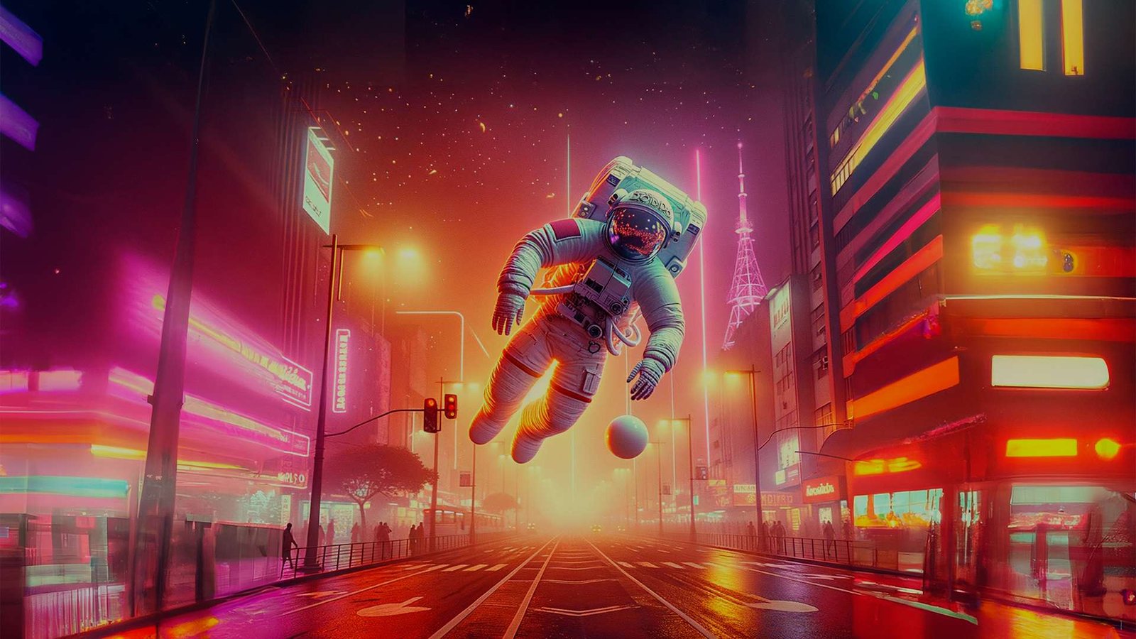 DOIDDO astronaut floating above Avenida Paulista